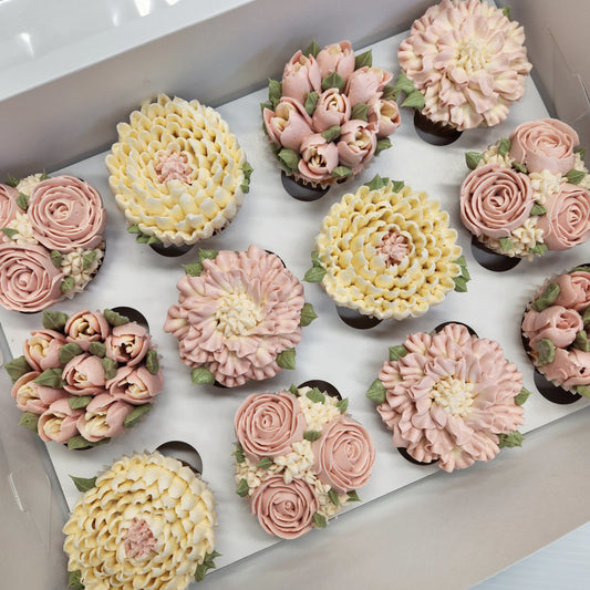 Flower theme cupcakes