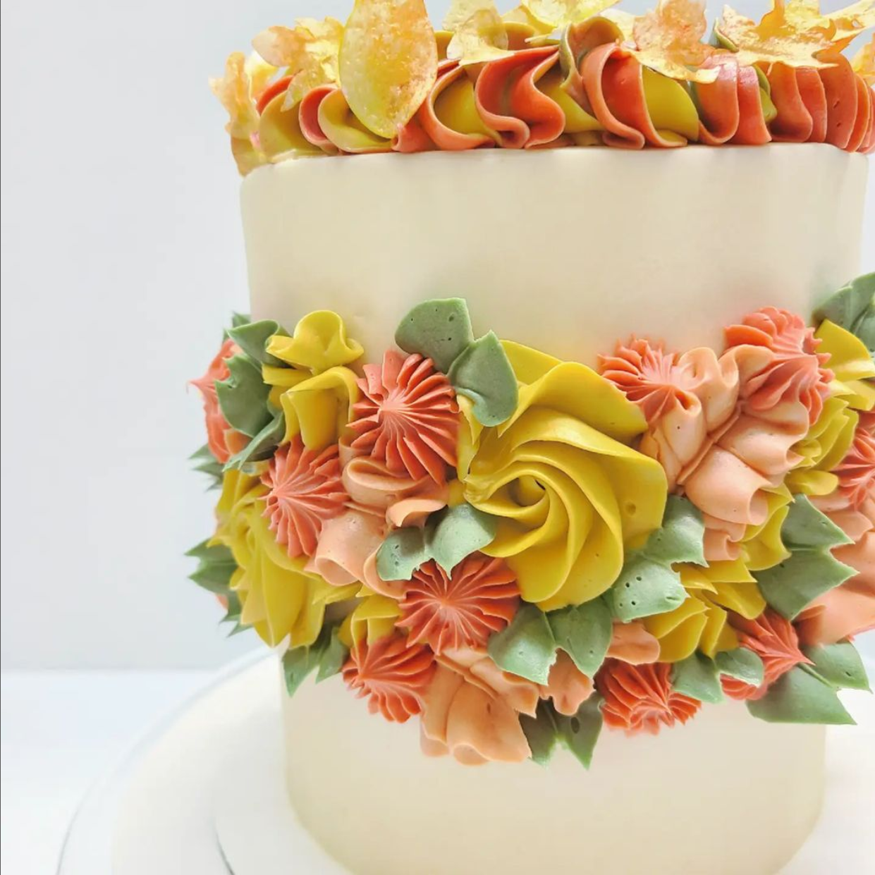 Fall theme buttercream cake
