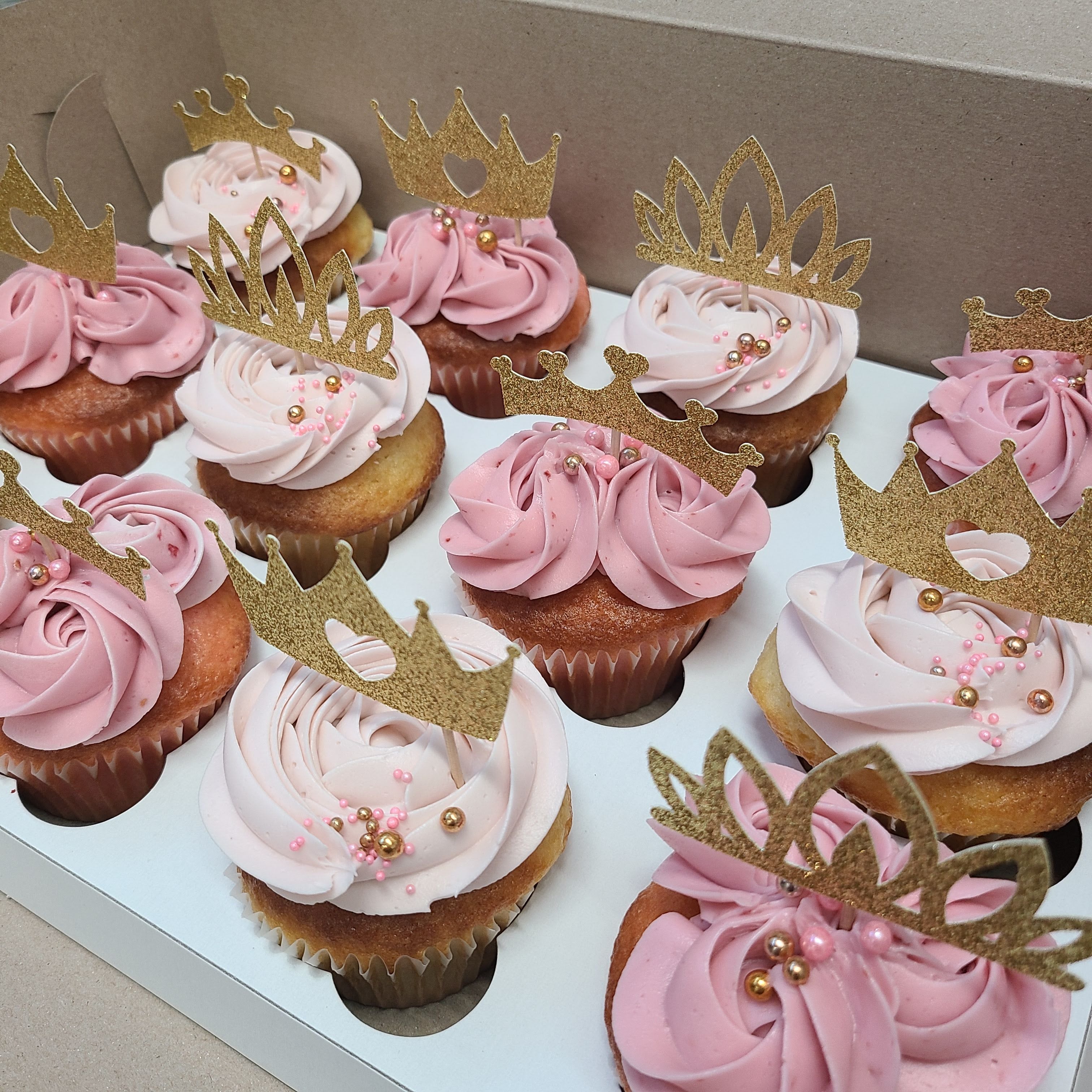 Pink and gold cupcakes for hot sale baby shower