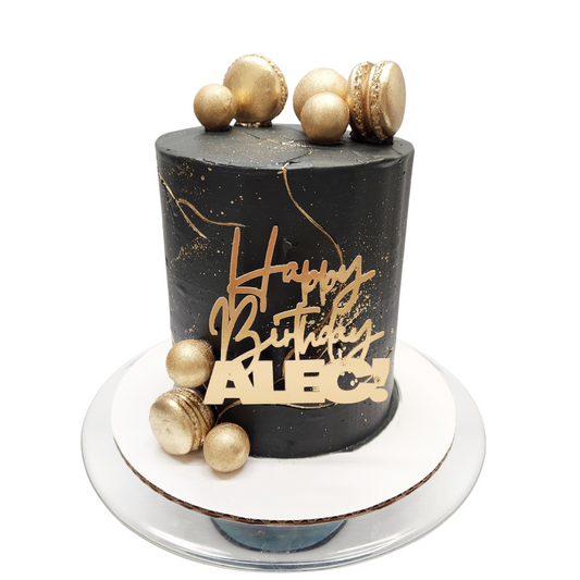 Black and gold theme cake