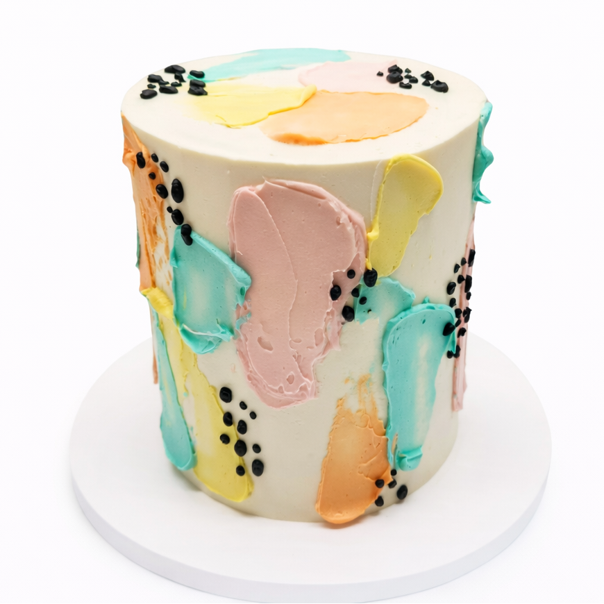 Colorful abstract cake on a white background