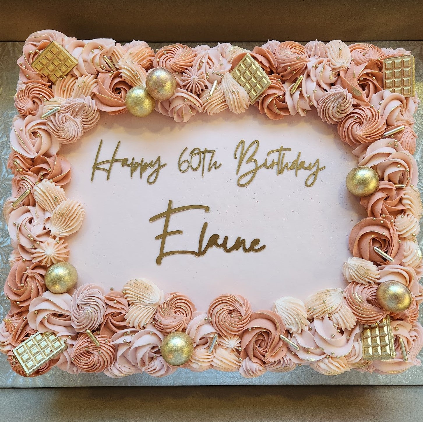 Pink and Gold Macaron Studded Naked Birthday Cake!